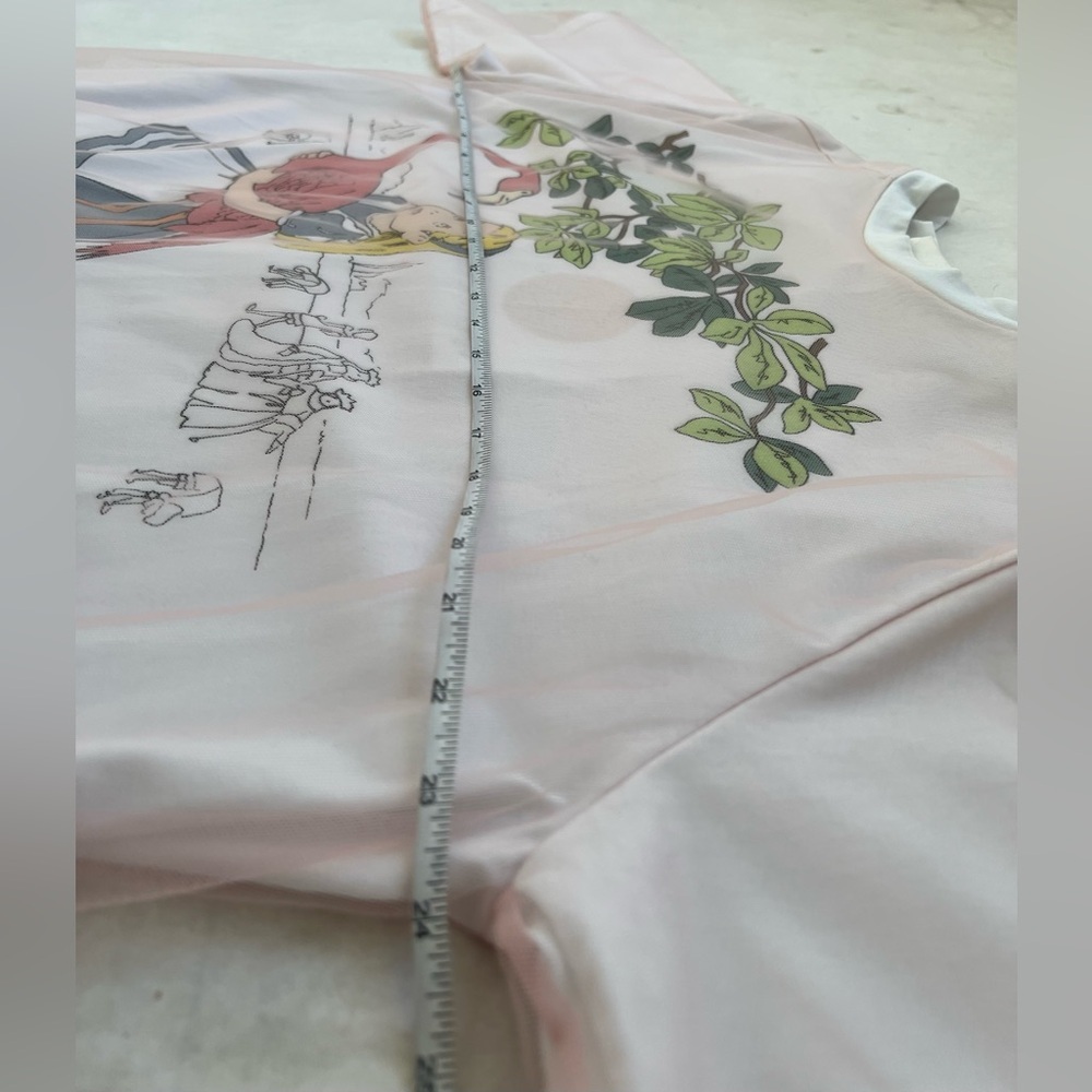 Scrambled Ego Women T-shirt Top Pink Mesh Alice in Wonderland Graphic Print Sz M - Picture 8 of 10